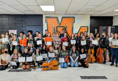 A group of MVHS musicians that participated at Solo & Ensemble.