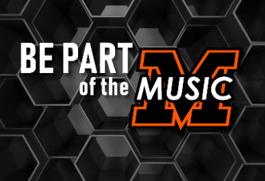 BE PART of the MUSIC logo with a black hexagon background.