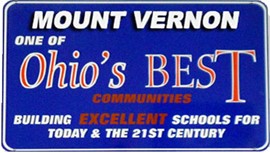 Sign stating Mount Vernon one of Ohio's Best Communities.