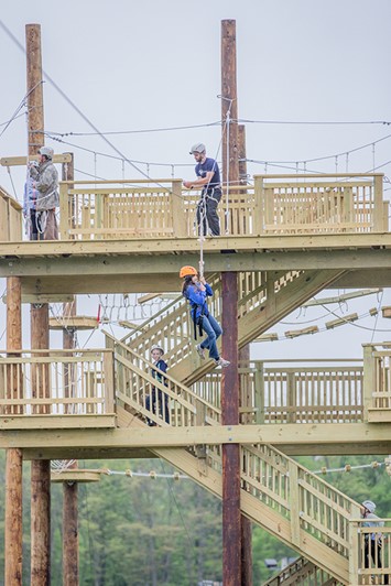 Students on Zip Line at Heartland Outdoor Center.