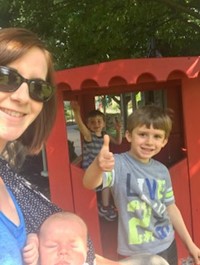 Mrs. Farr with her three sons enjoying time at the park!