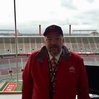 Mr. Mounts as a Red Coat in the Ohio Stadium press box