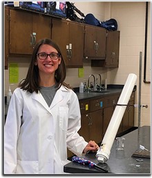 Mrs. Hofferberth in the chemistry lab.